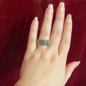 Brighton 925 Silver Statement Ring Studded with Gemstone Design Sz 8